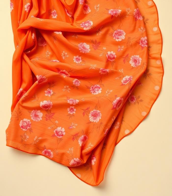 Rust Orange Floral Georgette